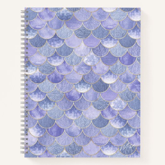 Lavendel Lila Monogram Mermaid Journal-Notebook Notizblock (Vorderseite)