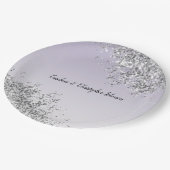 Lavendel Lila Ombre Silver Glitzer Sparkasse Pappteller (Schrägansicht)