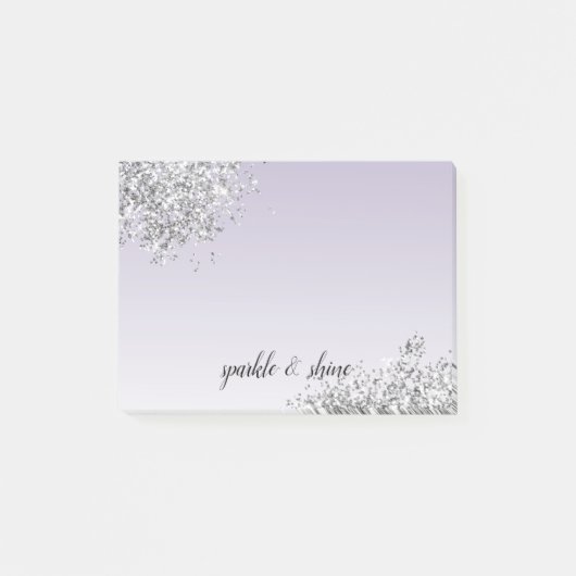Lavendel Lila Ombre Silver Glitzer Sparkasse Post-it Klebezettel (Vorderseite)