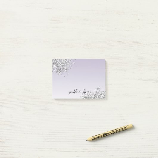 Lavendel Lila Ombre Silver Glitzer Sparkasse Post-it Klebezettel (Auf Schreibtisch)