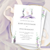 Lavendel, Lila, Pastellfloral Monogram Wedding Einladung