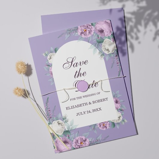 Lavendel Lila Peonies Save the Date Card Einladung