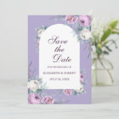 Lavendel Lila Peonies Save the Date Card Einladung (Stehend Vorderseite)
