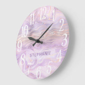 Lavendel Lila Personalisierte Marmorschicht  Große Wanduhr (Winkel)