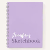 Lavendel Lila Personalisiertes Sketchbook mit Name Notizblock (Vorderseite)