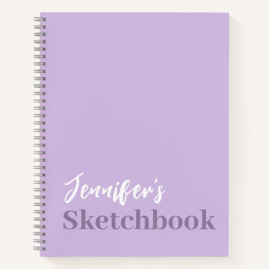 Lavendel Lila Personalisiertes Sketchbook mit Name Notizblock (Vorderseite)
