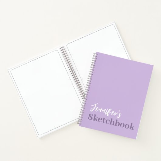 Lavendel Lila Personalisiertes Sketchbook mit Name Notizblock (Innenseite)