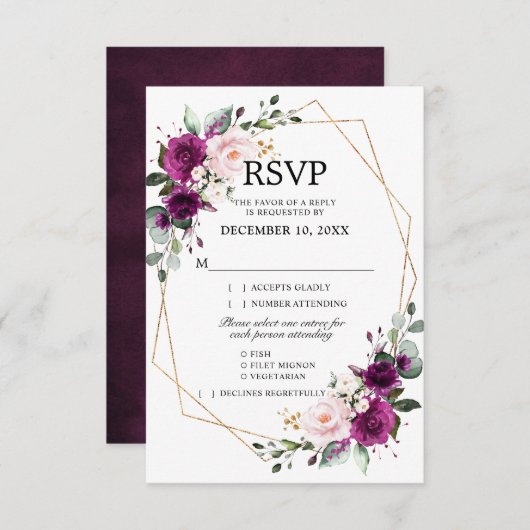 Lavendel Lila Plum Blush Pink Bläschen Gegeometris RSVP Karte (Vorne/Hinten)