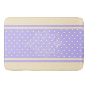 Lavendel lila Polka-Punkte und gelbe Badematte