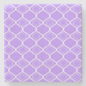 Lavendel lila Quatrefoil geometrisches Muster Steinuntersetzer (Vorderseite)