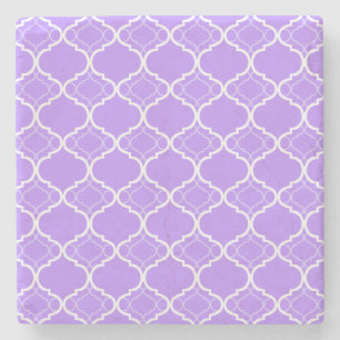 Lavendel lila Quatrefoil geometrisches Muster Steinuntersetzer