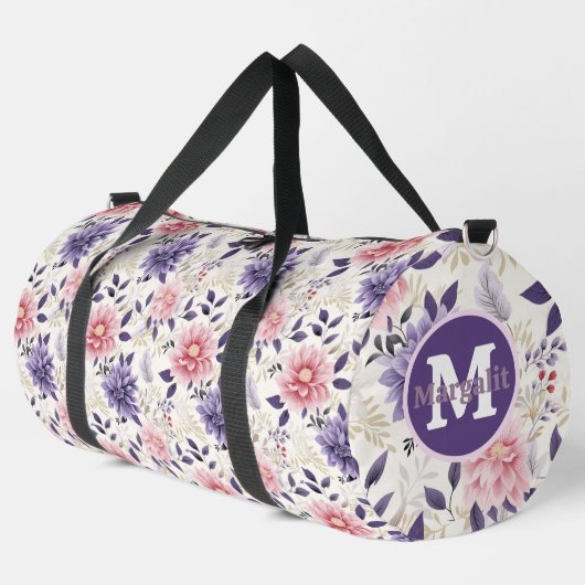 Lavendel Lila rosa Blütenblume Groß Duffle Bag (Linke Ecke)