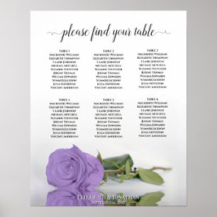 Lavendel Lila Rose 6 Tabelle Hochzeitskarte Poster