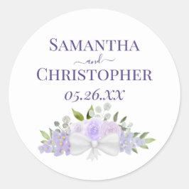 Lavendel Lila Rose & Blüten Einfache Hochzeit Runder Aufkleber