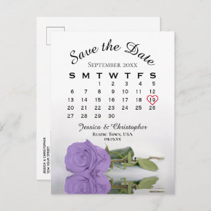 Lavendel Lila Rose Kalender Save the Date Ankündigungspostkarte