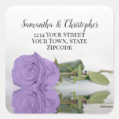 Lavendel Lila Rose Rücksendeadresse Umschlag Aufkl Quadratischer Aufkleber (Vorderseite)