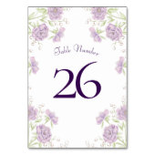 Lavendel-Lila-Rosen-Hochzeit Tischnummer (Vorderseite)