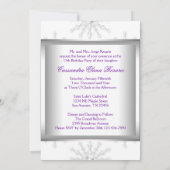 Lavendel Lila Schneeflocken Weiße Quinceanera Einladung (Rückseite)