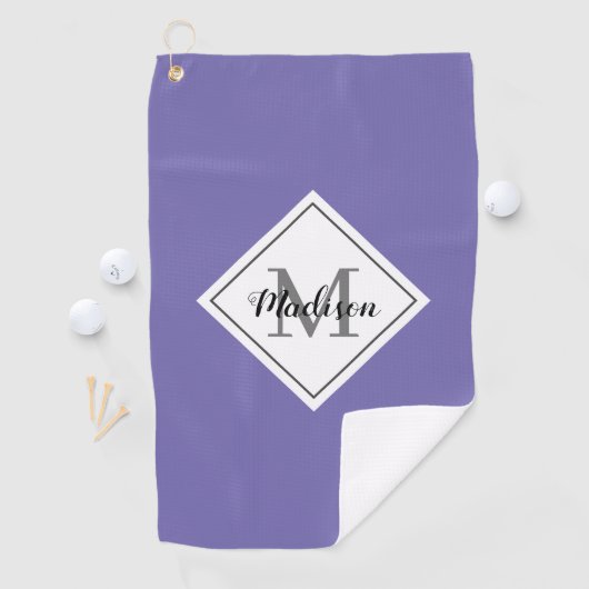 Lavendel Lila Script Personalisiert Monogram Golfhandtuch (Insitu)