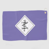 Lavendel Lila Script Personalisiert Monogram Golfhandtuch (Horizontal)