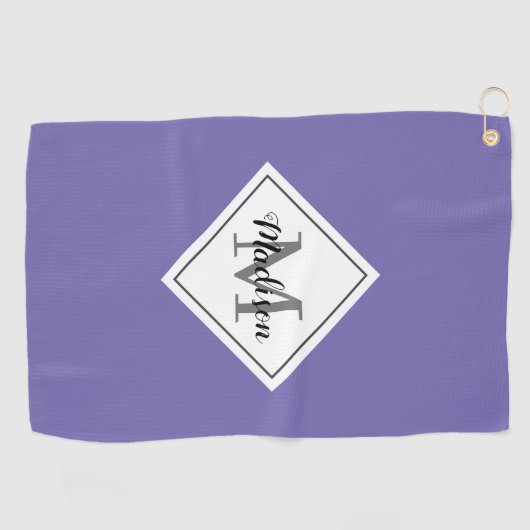 Lavendel Lila Script Personalisiert Monogram Golfhandtuch (Horizontal)