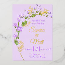 Lavendel Lila Silberfolie Floral Boho Wedding Fo