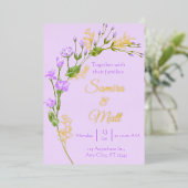 Lavendel Lila Silberfolie Floral Boho Wedding Fo Folieneinladung (Stehend vorne)