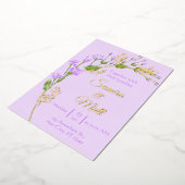 Lavendel Lila Silberfolie Floral Boho Wedding Fo Folieneinladung (Gedreht)