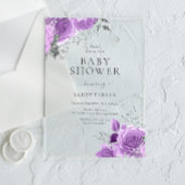 Lavendel Lila & Silver Baby Dusche Acryleinladungen