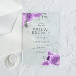 Lavendel Lila & Silver Brautparty Brunch Acryleinladungen