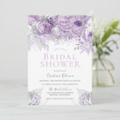 Lavendel Lila Silver floral Brautparty Einladung (Stehend Vorderseite)