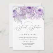 Lavendel Lila Sparkle Blumensüß 16 Party Einladung (Vorderseite)