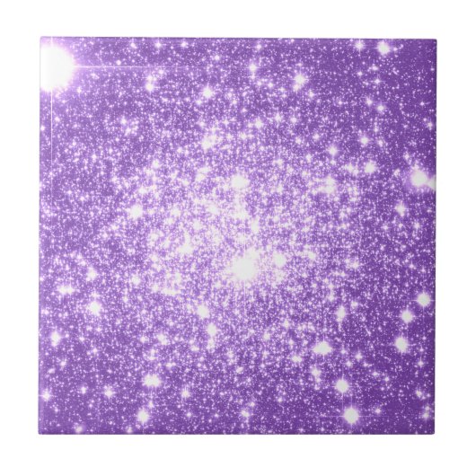 Lavendel Lila Stars Fliese (Vorderseite)