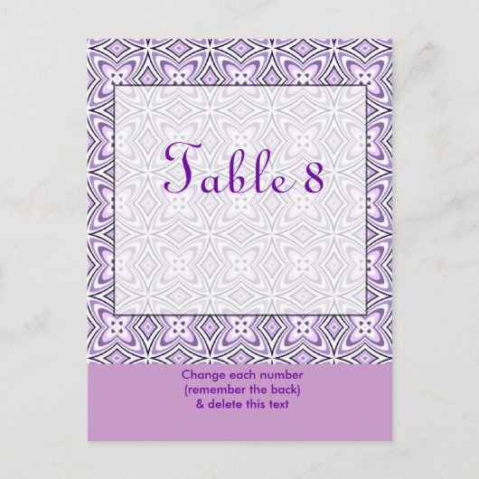 Lavendel Lila Tischnummer Postkarte (Vorderseite)