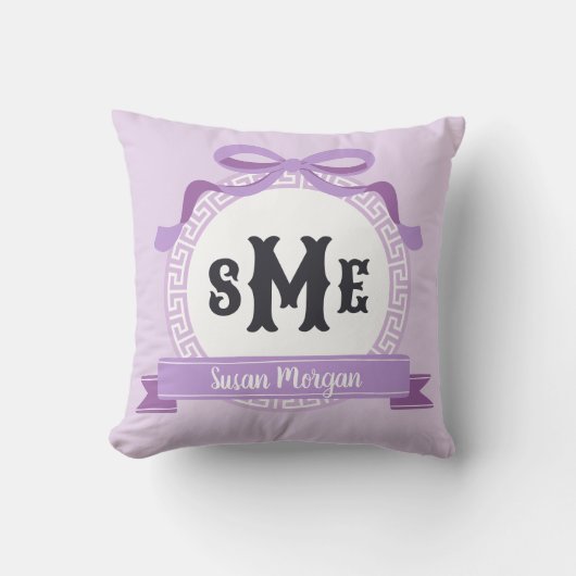 Lavendel-Lila-umgekehrte Griechisch-Tastenkombinat Kissen (Vorderseite)