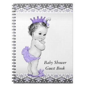 Lavendel-Lila und Grau Baby Shower Gästebuch Notizblock