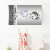 Lavendel Lila und Silver Vintag Baby Dusche Banner (Insitu)