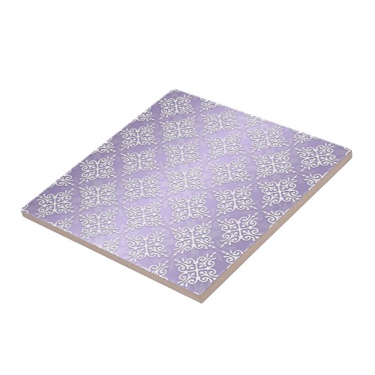 Lavendel Lila und weißer Damask Fliese (Seite)