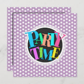 Lavendel Lila- und Weißstars Einladung (Vorne/Hinten)