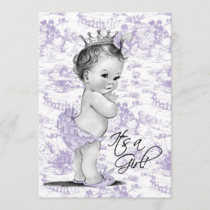 Lavendel Lila Vintag Toile Baby Girl Dusche Einladung