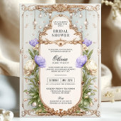 Lavendel Lila Vintages Blumengold Brautparty Einladung