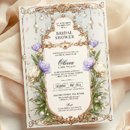 Lavendel Lila Vintages Blumengold Brautparty Einladung