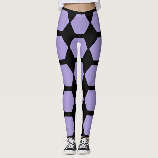 Lavendel lila Wabenkraut hexagon geometrisch Leggings (Vorderseite)