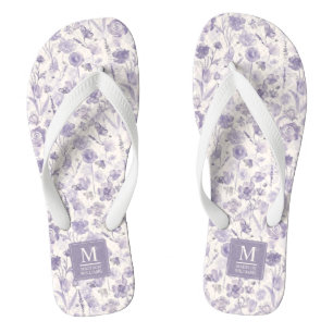Lavendel Lila Wasserfarbe Floral Blumen Muster Badesandalen