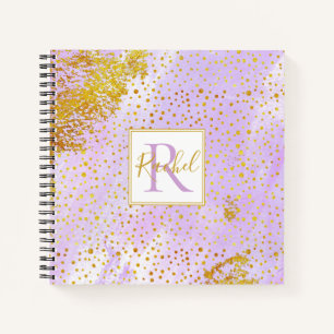 Lavendel lila Wasserfarbe, Konfetti-Monogramm Notizblock