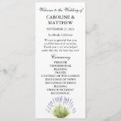 Lavendel Lila Wasserfarbe Rustikale Hochzeit Programm (Vorderseite)