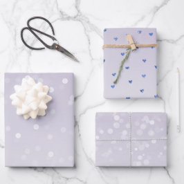 Lavendel Lila White Bokeh Confetti Geschenkpapier Set