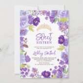 Lavendel lila wilde Blume Süß 16 Geburtstag Einladung (Vorderseite)
