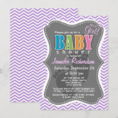 Lavendel Lila Zickzack Streifen Einladung (Vorne/Hinten)