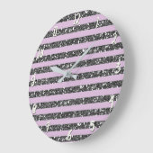 Lavendel Lilac Lila Silver Glitzer Streifen Große Wanduhr (Winkel)